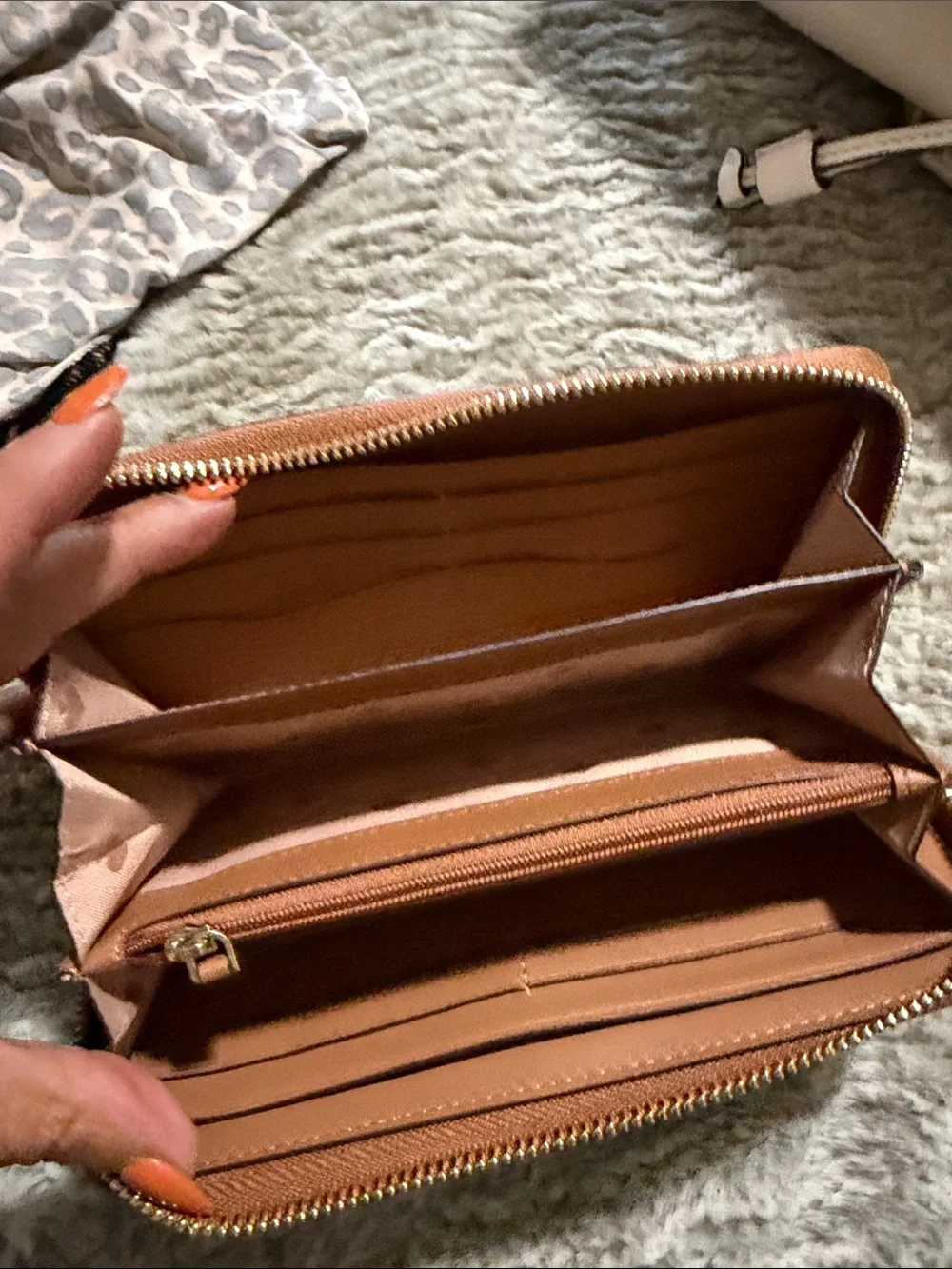 kate spade Pebbled Leather Shoulder Bag in Cognac Brown w wallet